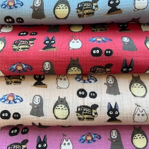Studio Ghibli Double Gauze Fabric: 100% Cotton Muslin, 54" Wide