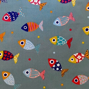 Fish Fabric, Ocean Fabric, Sea Animals Fabric, Blue Fabric, Fabric by the Yard, Mask Fabric, Fabric Baby Blankets, Cotton Fabric, Craft