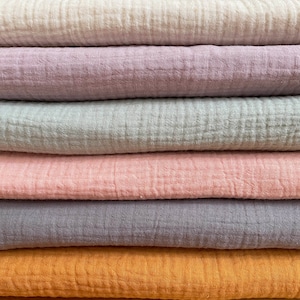 Natural 100% Cotton Soft Muslin Fabric by Yard Double Gauze Fabric Baby Clothes Blanket Swaddling Fabric Multicolor muslim fabric 54&quot; wide