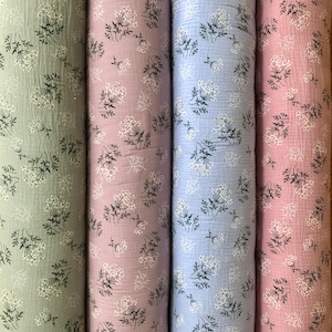 Natural Muslin Fabric Floral 100% Double Gauze Fabric Flower Pattern soft Fabric by Yard baby clothes Swaddling Fabric Multicolor 54" Wide