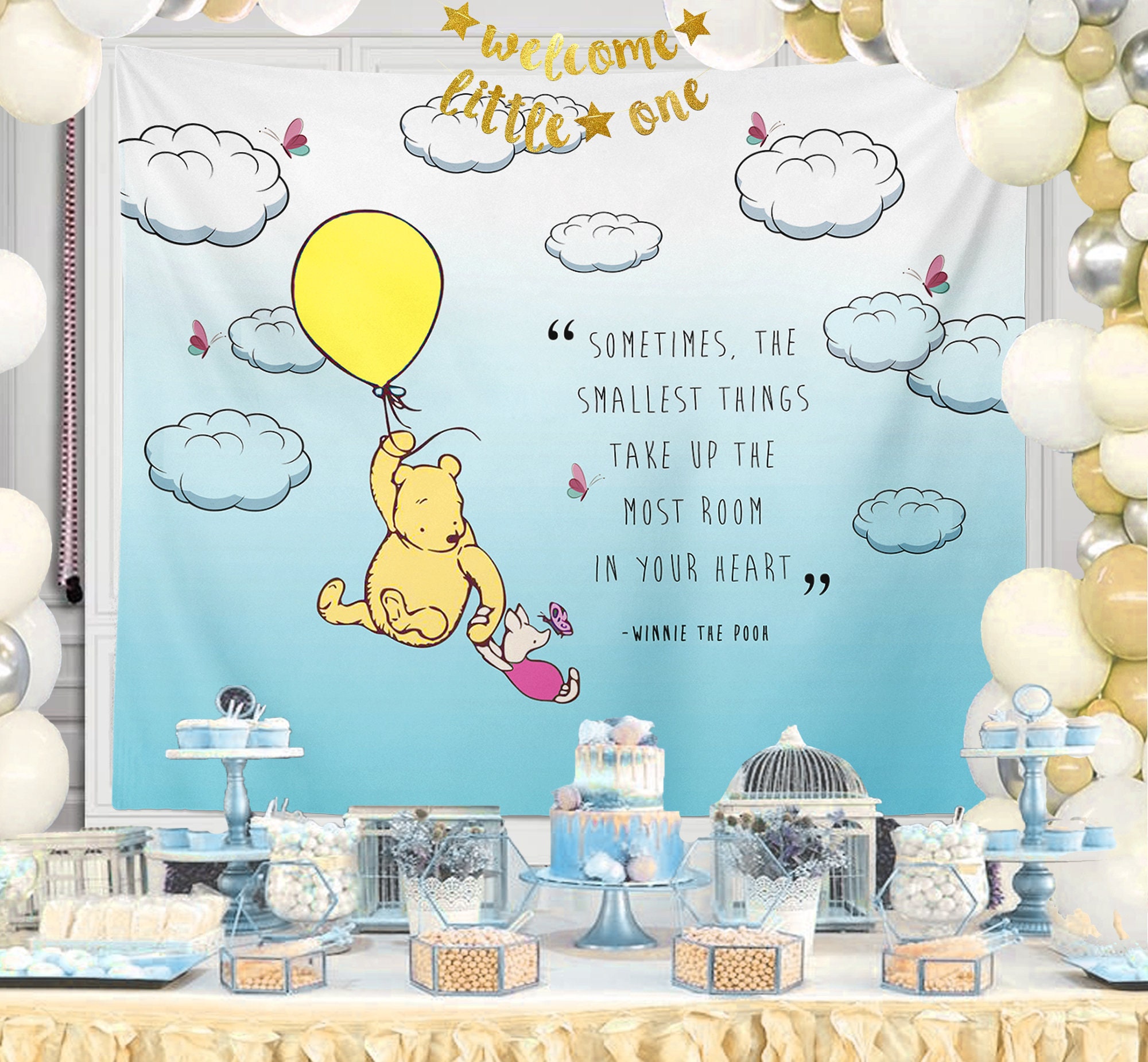 Vintage Tapestry Winnie the Pooh Baby Shower Backdrop Winnie the Pooh