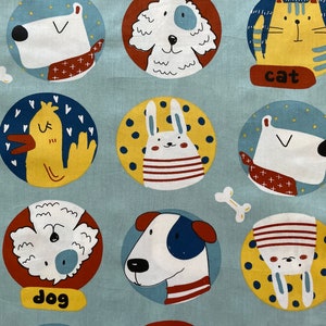 Cartoon Dog Fabric, Light Blue Fabric, Puppy Pattern Fabric, Fabric by the Yard, Mask Fabric, Fabric Baby Blankets, Cotton Fabric, Craft