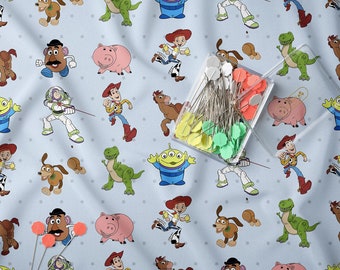Toy Story Cotton Fabric, Pixar Characters Print, Sewing Craft