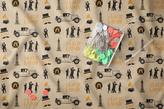 The Great Gatsby Fabric, 1920s Fabric, 1940s Fabric, Vintage Style, Face Mask Fabric, Fabric Baby Blankets, Cotton Fabric, Craft Fabric
