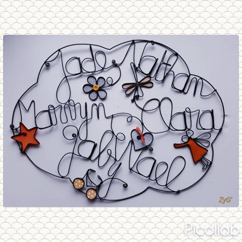 Grande Décoration Murale Personnalisée avec Plusieurs Prénoms.