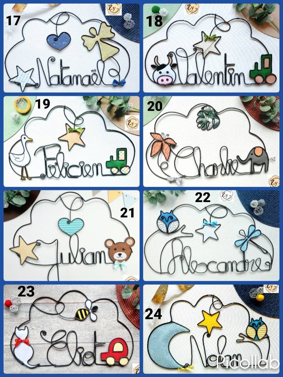 Prénom Enfant Personnalisé, en Forme de Nuage.