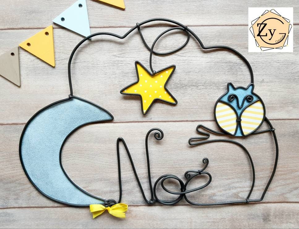 Décoration Murale Pour Chambre d' Enfant, Création Personnalisée en Fil, Forme Nuage .