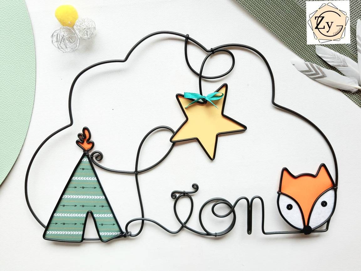 Décoration Murale Pour Chambre d'enfant, avec Prénom, Forme Nuage .