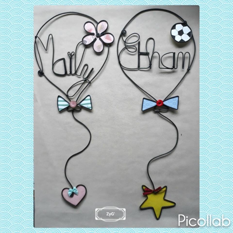 Prénom Enfant Personnalisé, Décoration Murale ou Plaque de Porte en Forme Ballon.