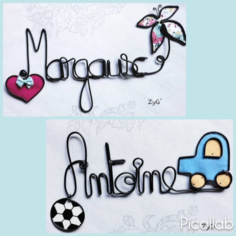 Plaque de Porte, Décoration Pour Chambre d'enfant avec Prénom en Fil, Cadeau Unique et Personnalisé.