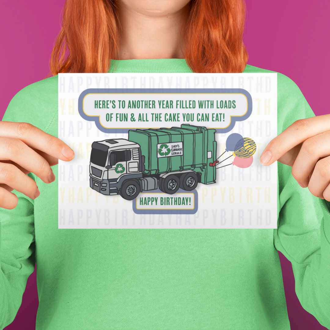 Garbage Truck Birthday Card Garbage Truck Card for Toddler - Etsy