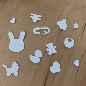 White Baby Themed Confetti for Cards and Announcements
