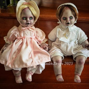 The Green Eyed Ones Elias and Mara Creepy Scary Horror OOAK Dolls