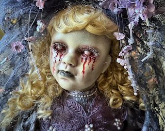 The Crimson Bride Creepy Scary Horror OOAK Bride Doll