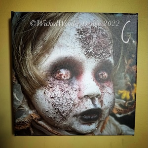 Creepy Doll prints on 8x8 Canvas