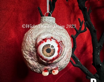 Creepy Scary Horror Eyeball Ornaments OOAK Christmas