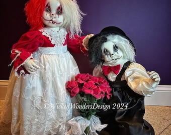 The Engagement Creepy Scary Horror OOAK Porcelain Clown Dolls