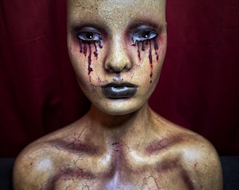 Elora Creepy Scary Horror OOAK Mannequin Bust