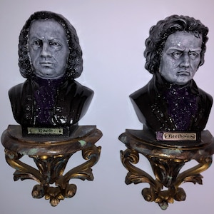 Mozart & Bach Ghost Busts Creepy Scary Horror OOAK