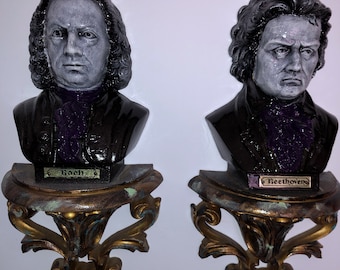 Mozart & Bach Ghost Busts Creepy Scary Horror OOAK