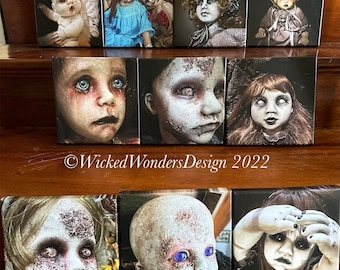 Creepy Doll prints on 8x8 Canvas