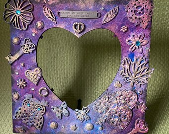 Love  ..  Mixed media collage on wooden frame