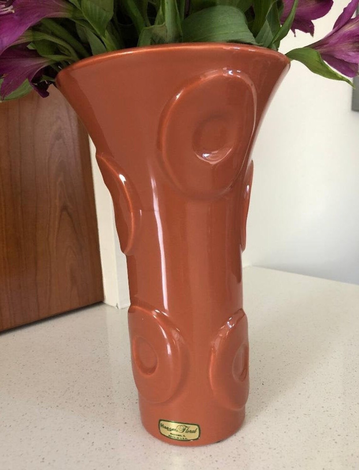 Haeger Floral Mid Century Modern Vase Terracotta Natural Etsy