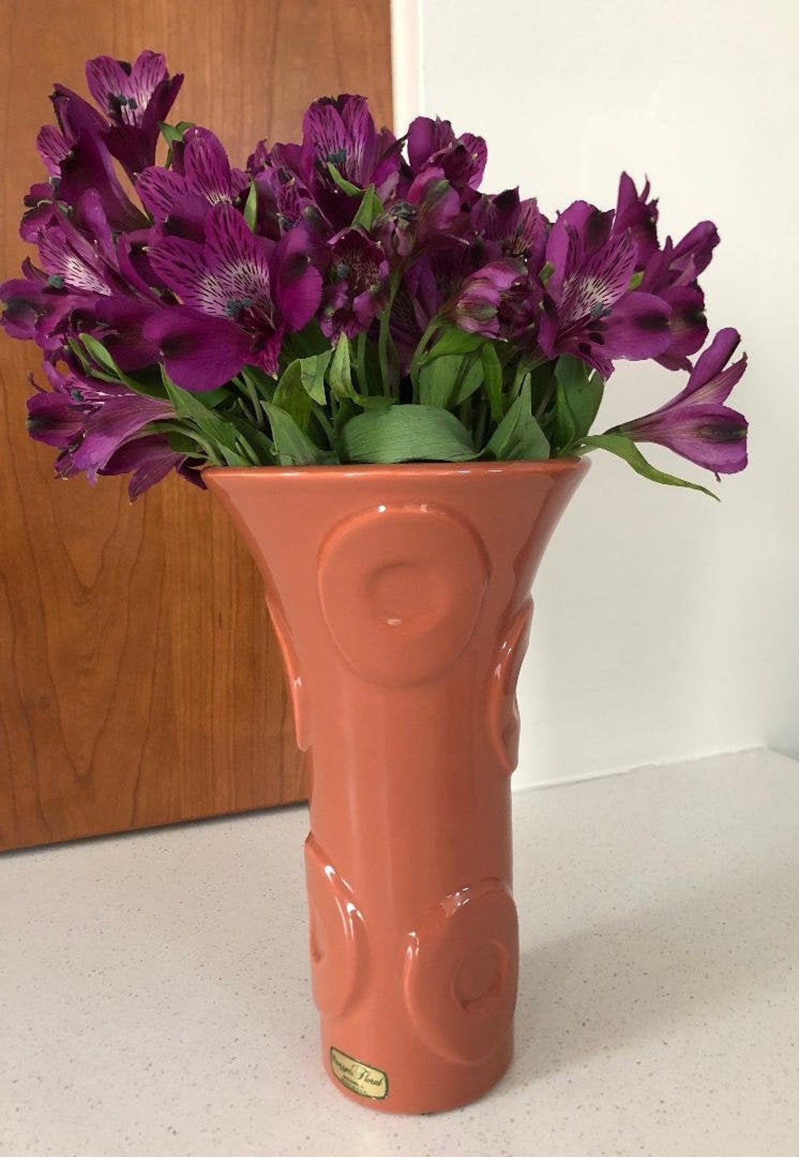 Haeger Floral Mid Century Modern Vase Terracotta Natural Etsy
