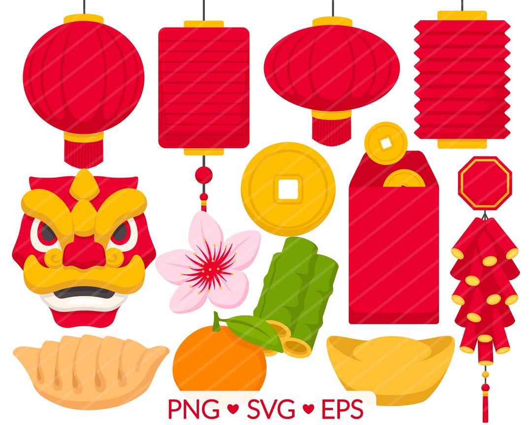 Lunar New Year Clipart SVG, PNG, EPS Images Year of Dragon, Chinese New