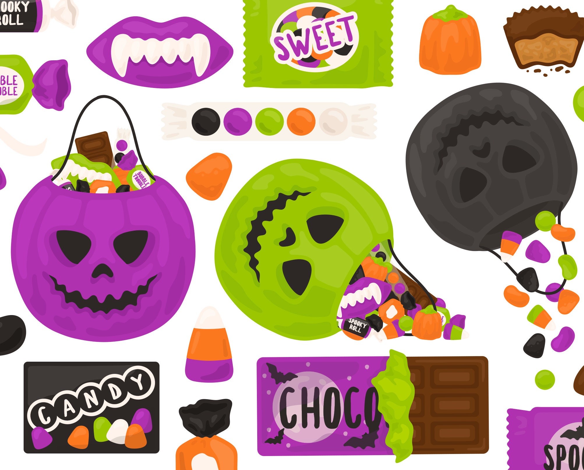 Halloween Candy Trick or Treat Clipart Candy Bar Chocolate | Etsy