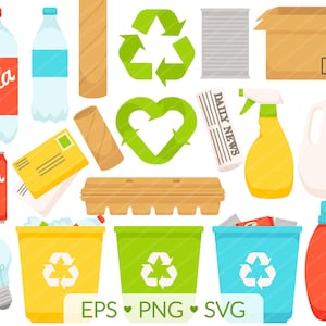 Clipart di riciclaggio - Immagini SVG, PNG, EPS - Ridurre, riutilizzare, riciclare, ambientalista, salvare il pianeta, illustrazioni di riciclaggio per l'uso in classe