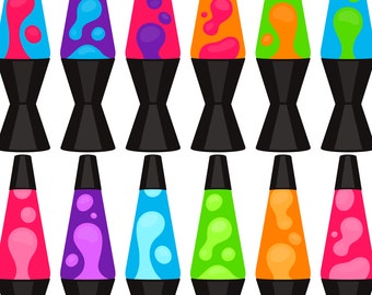 Retro Lava Lamp Clipart – 70s Groovy PNG Digital Images (Commercial Use)