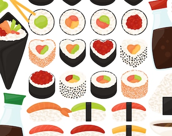 Sushi Clipart - Soy Sauce Wasabi Ginger Nigiri Tamaki Uramaki PNG Clip Art - For Commercial Use