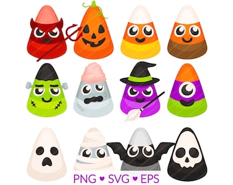 Imágenes prediseñadas de maíz dulce de Halloween: SVG, PNG, EPS - Bruja, fantasma, calabaza