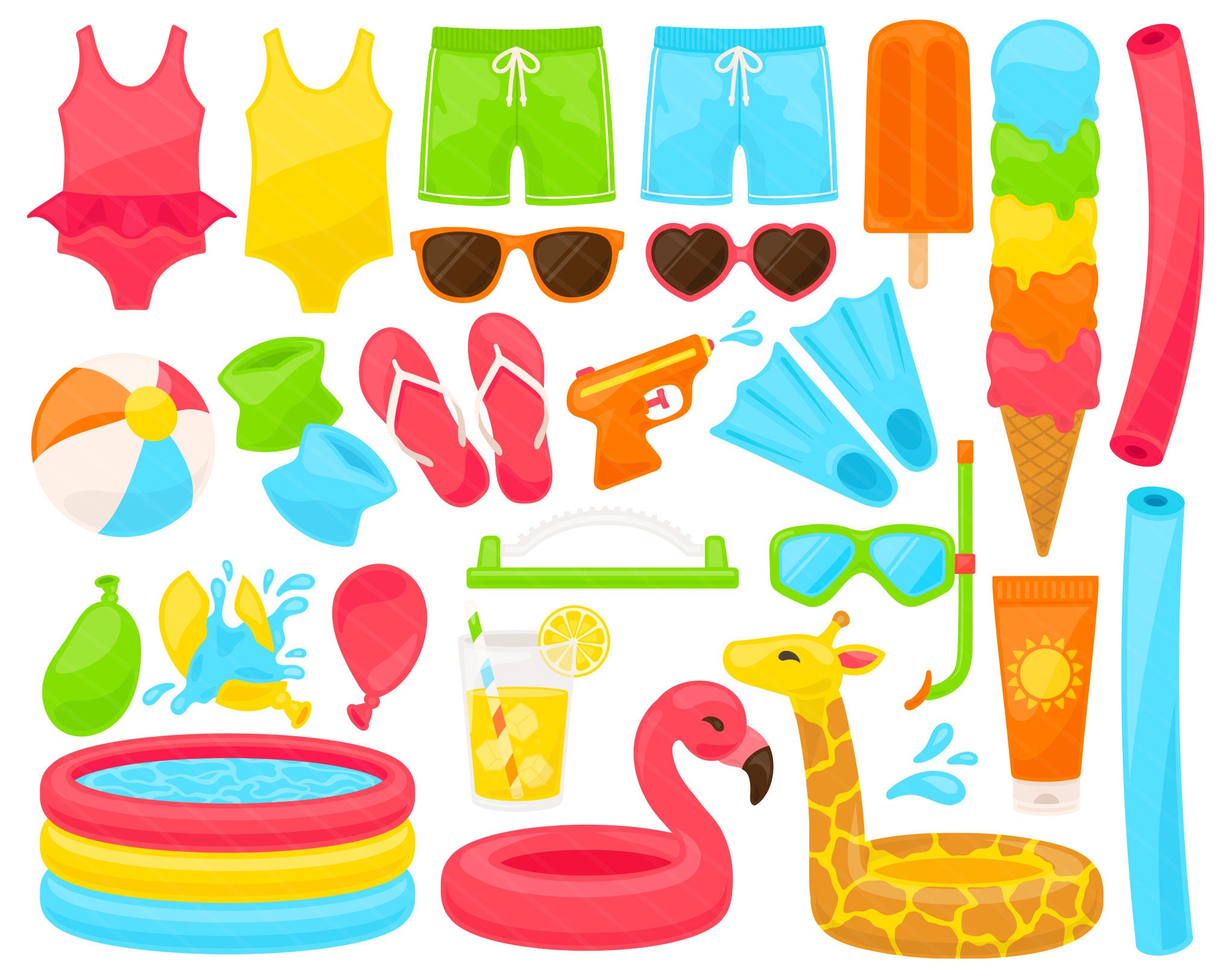 Pool Party PNG Clipart - Summer Fun Swimsuit Pool Noodle Squirt Gun Beach  Ball Floaties Water Balloons Clip Art - For Commercial Use