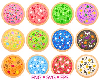 Holiday Sugar Cookie Clipart - SVG, PNG, EPS Images - Christmas Halloween Valentine's Day St Patrick's Day 4th of July Hanukkah Thanksgiving