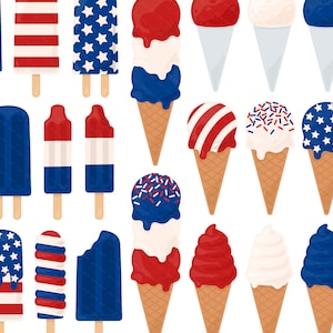 Quarto di luglio Gelato & Ghiacciolo Clipart - Dessert Baking Clip Art Estate Patriottico USA Clipart - Per uso commerciale