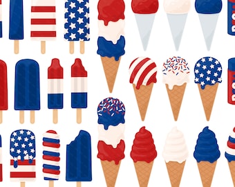 4th of July Ice Cream PNG Clipart – 250th Anniversary Patriotic Popsicle Digital Images