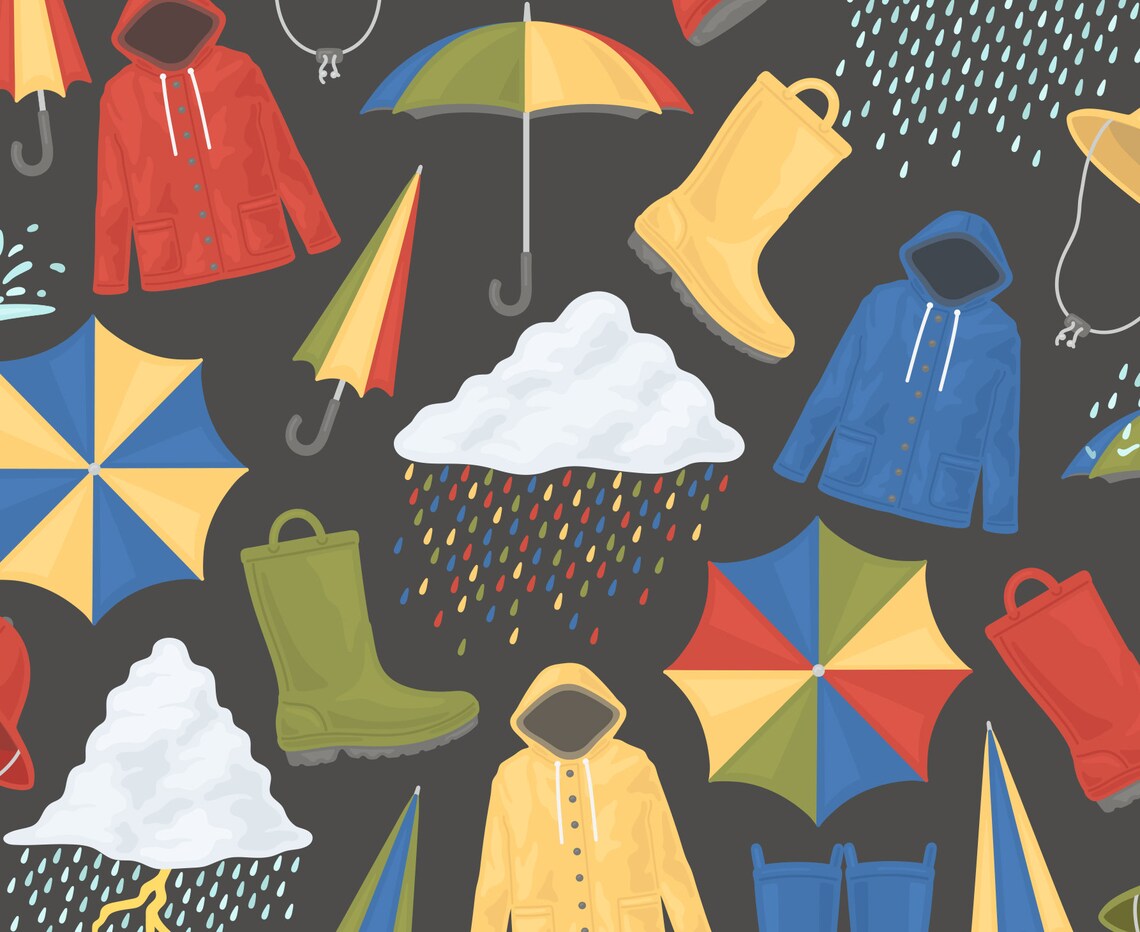 Neutral Rain Gear Clipart Storm Clipart April Showers Etsy