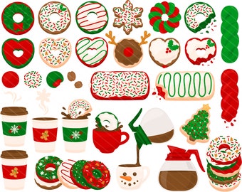 Bright Christmas Coffee Donut PNG Clipart - Snowflake Doughnut Snowman Christmas Tree Reindeer Clip Art - For Personal & Commercial Use