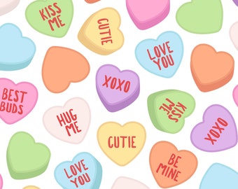 Conversation Heart Clipart - Rainbow Valentine Candy Heart, Valentine's Day, Candy Treat Clip Art - For Commercial Use