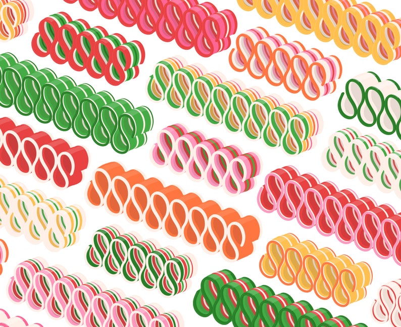 Ribbon Candy Clipart, Christmas Clipart, Dessert Clipart, Retro Clip ...