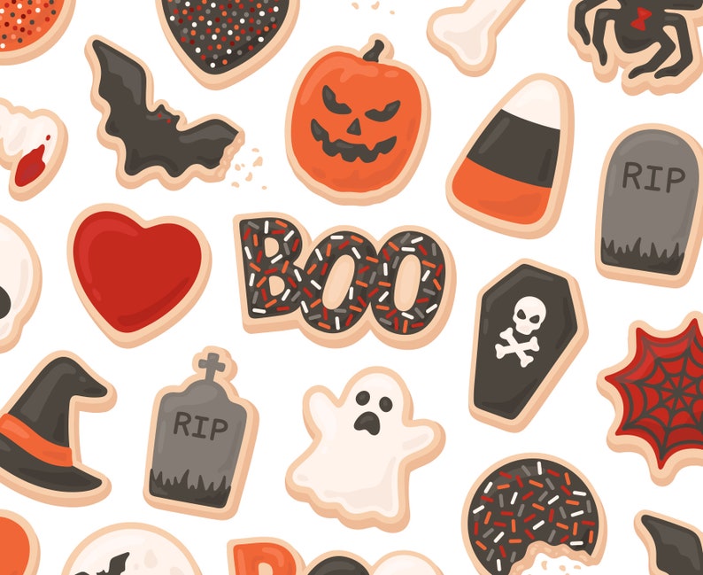 Gothic Halloween Cookie Clipart Cookie Clip Art Halloween Etsy