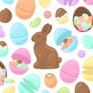 Pastel Easter Candy PNG Clipart Chocolate Bunny Clipart, Chocolate Egg Clip Art, Spring Candy Clip Art Designs, Commercial Use image 1