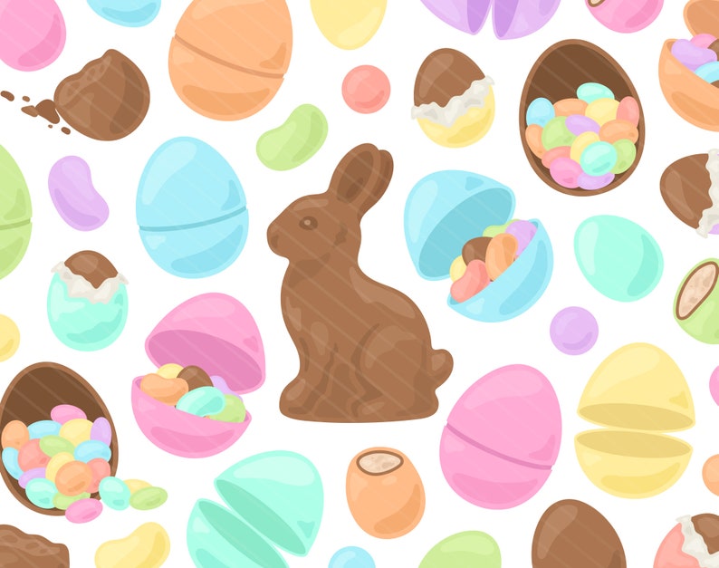 Pastel Easter Candy PNG Clipart Chocolate Bunny Clipart, Chocolate Egg Clip Art, Spring Candy Clip Art Designs, Commercial Use image 1