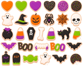 Galletas de Halloween PNG Clipart – Galletas de maíz dulce con forma de murciélago fantasma, imágenes digitales para hornear (uso comercial)