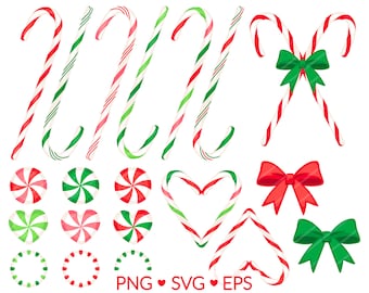 Christmas Candy Cane Clipart – Peppermint Stick Digital Files (Commercial Use)