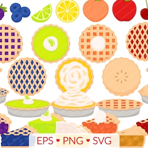 Torta Clipart - SVG, PNG, Imagens EPS - Pi Day Bakery Assando Tortas, Torta Maçã Cereja Mirtilo Limão Limão Merengue, Sobremesa Guloseima Frutada