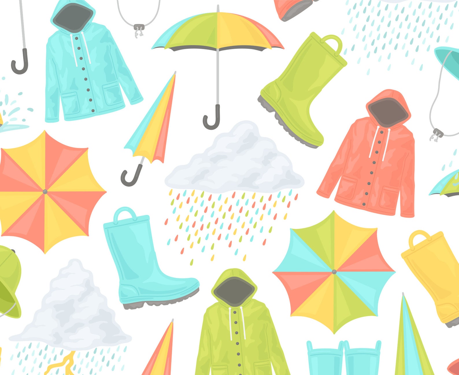 Colorful Rain Gear Clipart Storm Clipart April Showers Etsy Denmark