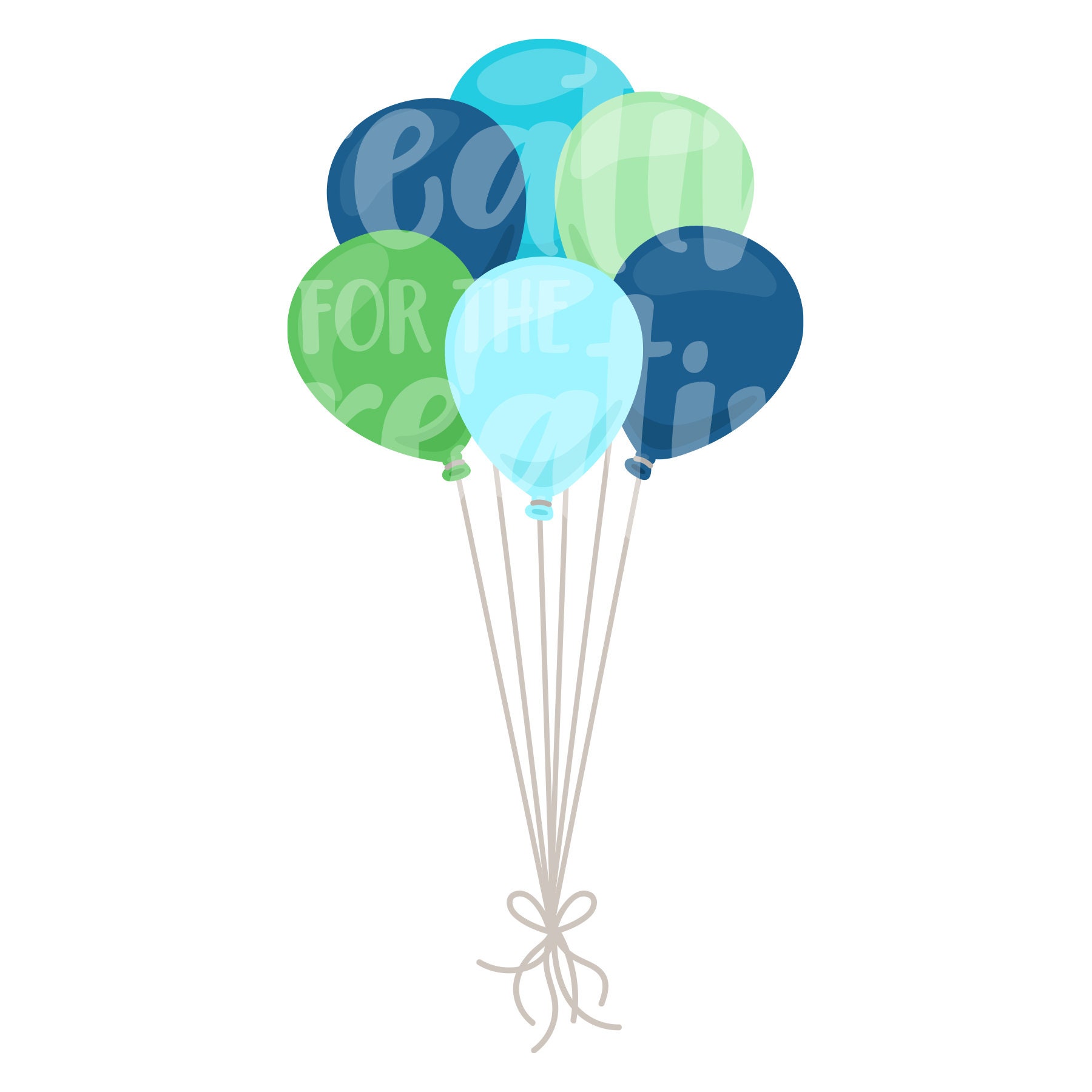 Blue & Green Birthday Clip Art Balloon Party Clipart Cupcake - Etsy
